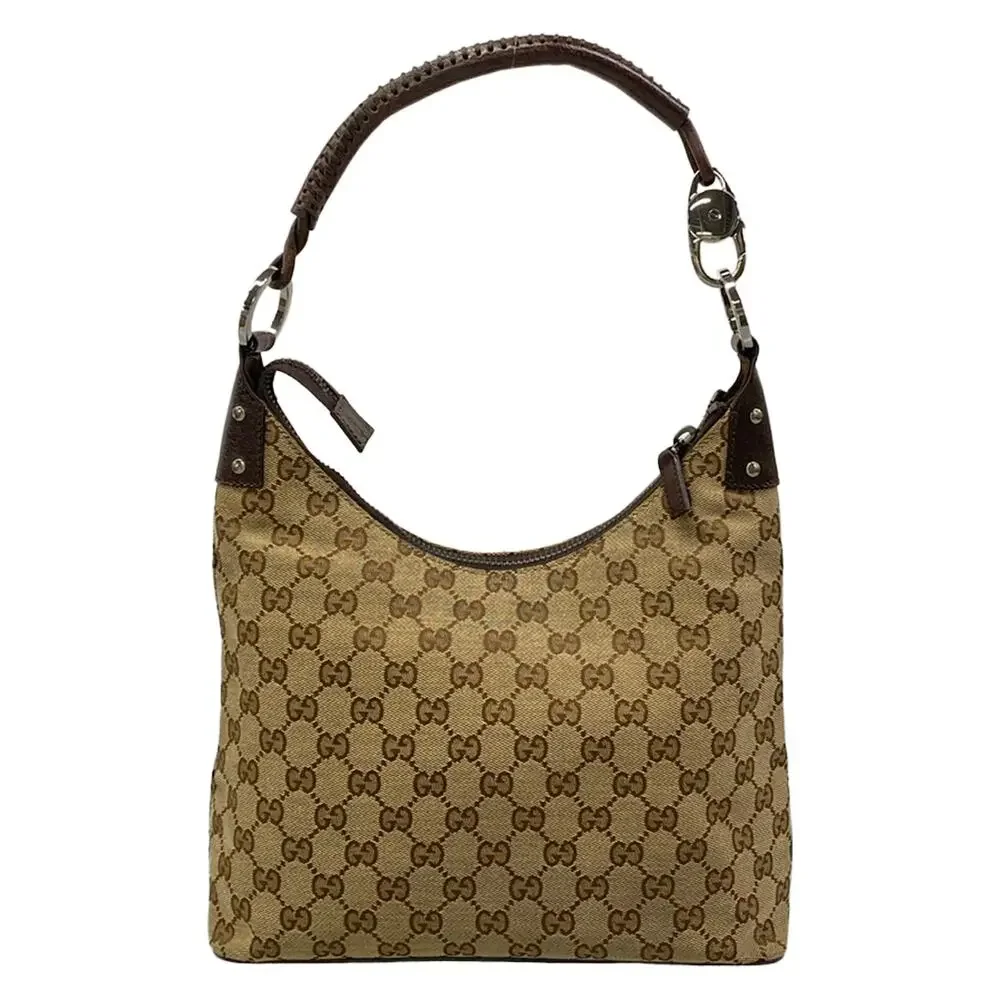 Gucci GG Shoulder Bag 115003 Beige Dark Brown Jacquard Leather